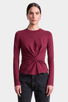 Apiece Apart - Long Sleeve Volta Top - Black Cherry - Tops & Tees - YUCCA, clothing store Denver, unique clothes for women.