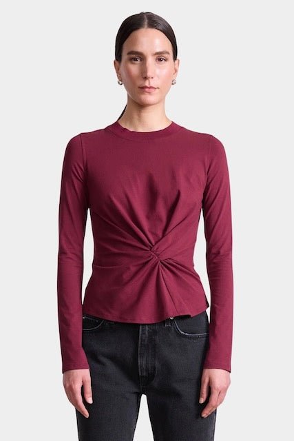 Apiece Apart - Long Sleeve Volta Top - Black Cherry - Tops & Tees - YUCCA, clothing store Denver, unique clothes for women.