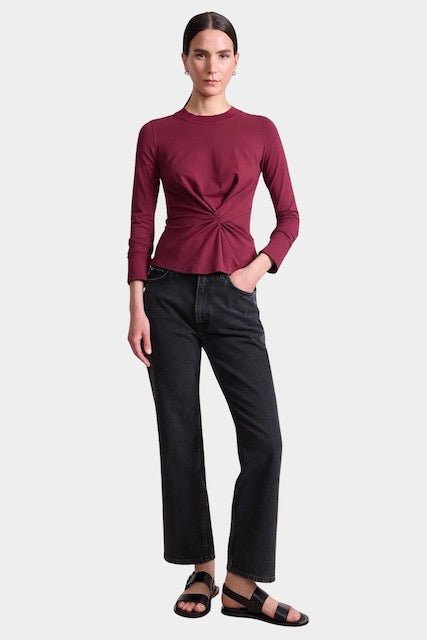 Apiece Apart - Long Sleeve Volta Top - Black Cherry - Tops & Tees - YUCCA, clothing store Denver, unique clothes for women.