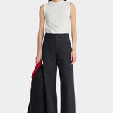 Apiece Apart Merida Pants Black cropped wide leg trousers front view at YUCCA Denver