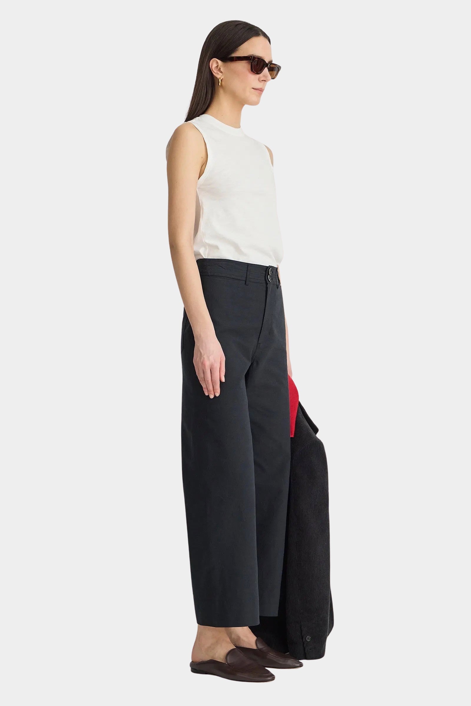 Apiece Apart Merida Pants Black high rise trousers side view