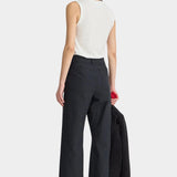 Apiece Apart Merida Pants Black cropped wide leg trousers back view with patch pockets
