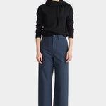 Apiece Apart Merida Pants Navy high rise cropped trousers front view