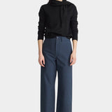 Apiece Apart Merida Pants Navy high rise cropped trousers front view