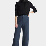 Apiece Apart Merida Pants Navy high rise wide leg trousers styled at YUCCA Denver