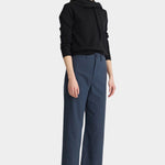 Apiece Apart Merida Pants Navy cropped wide leg trousers side view