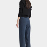 Apiece Apart Merida Pants Navy cropped wide leg trousers back view with patch pockets