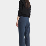 Apiece Apart Merida Pants Navy cropped wide leg trousers back view with patch pockets