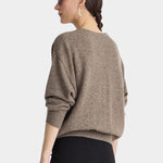 Apiece Apart Softest Silk Cashmere V Neck Hazelnut sweater relaxed back view