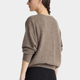 Apiece Apart Softest Silk Cashmere V Neck Hazelnut sweater relaxed back view
