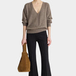 Apiece Apart Softest Silk Cashmere V Neck Hazelnut sweater at YUCCA Denver
