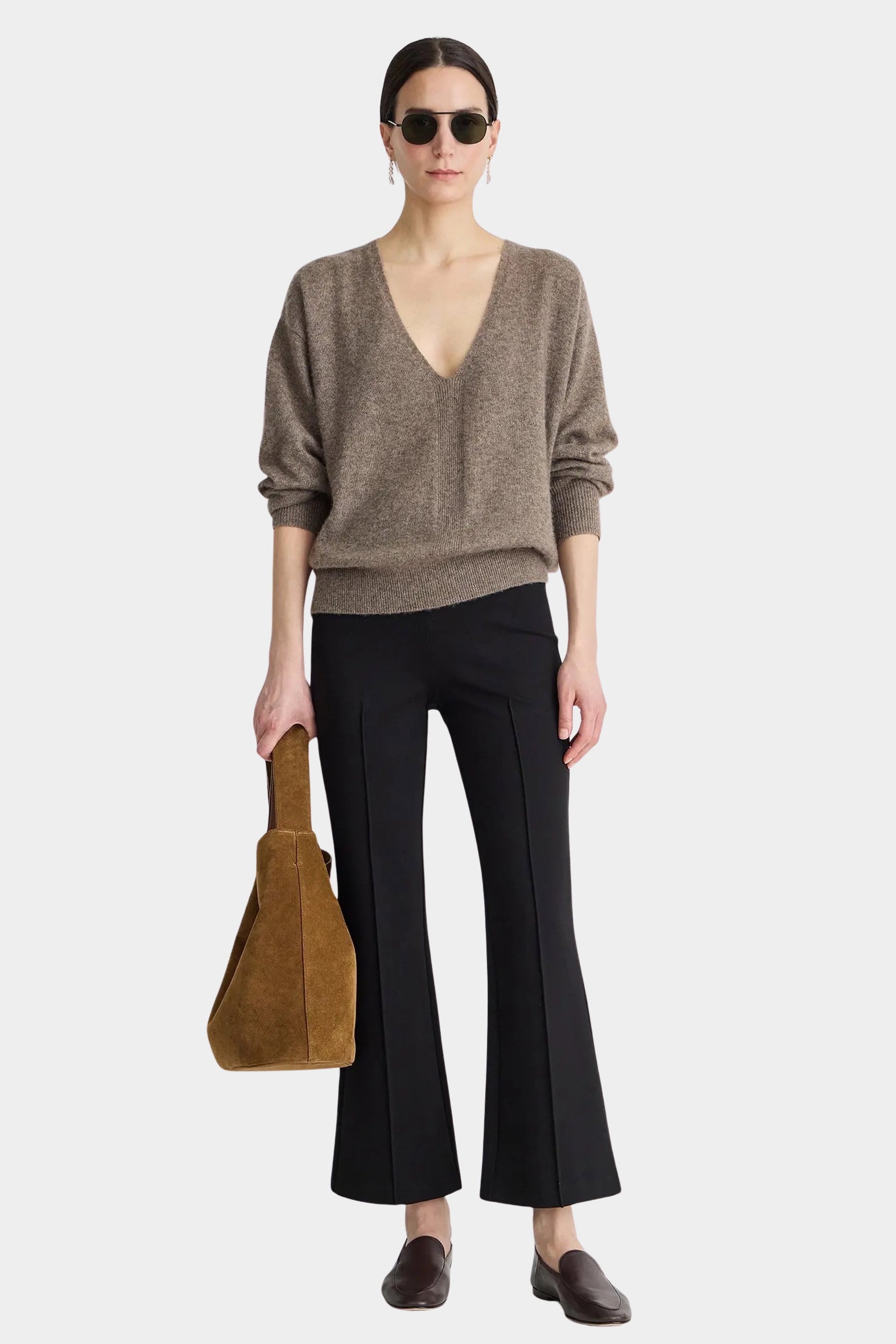 Apiece Apart Softest Silk Cashmere V Neck Hazelnut sweater at YUCCA Denver