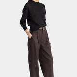 Apiece Apart Softest Tissue Weight Sweater Black tissue knit and ribbed neckline detail
