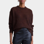 Apiece Apart Softest Tissue Weight Sweater Chocolate relaxed crewneck front view