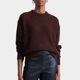 Apiece Apart Softest Tissue Weight Sweater Chocolate relaxed crewneck front view