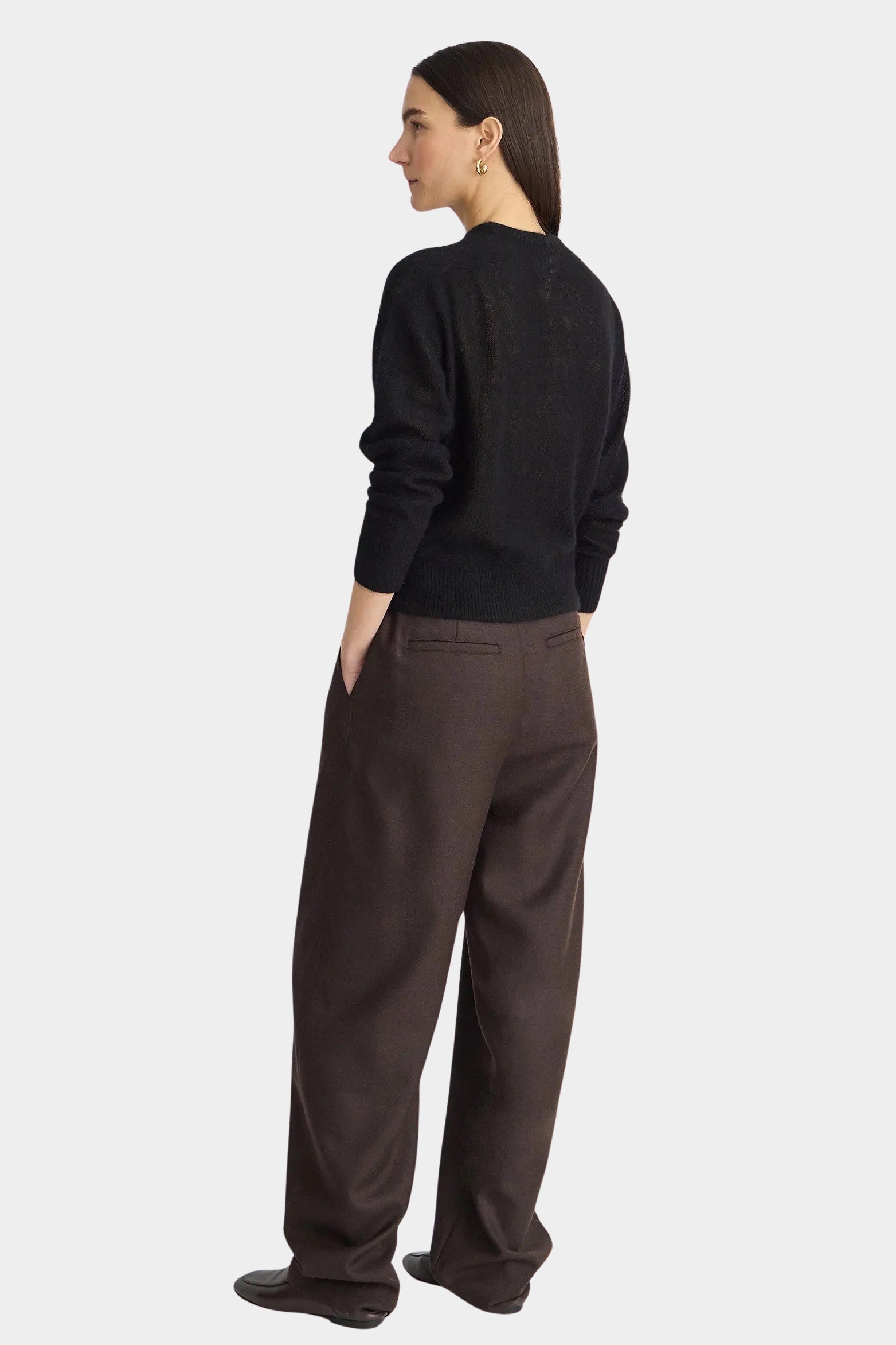 Apiece Apart Softest Tissue Weight Sweater Black relaxed fit back view