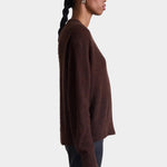 Apiece Apart Softest Tissue Weight Sweater Chocolate relaxed fit side view