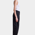 Apiece Apart Spa Pleat Pant black organic cotton barrel leg pleated trousers side view
