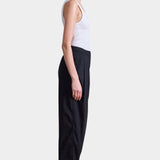 Apiece Apart Spa Pleat Pant black organic cotton barrel leg pleated trousers side view