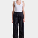 Apiece Apart Spa Pleat Pant black organic cotton pleated barrel leg designer trousers