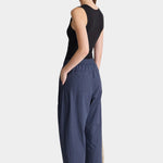 Apiece Apart Spa Pleat Pant Navy back view with patch pocket detail and relaxed cropped shape at YUCCA Denver