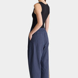 Apiece Apart Spa Pleat Pant Navy back view with patch pocket detail and relaxed cropped shape at YUCCA Denver