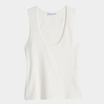 Apiece Apart Uri Low-Cut Tank Cream flat lay scoop neck stretch cotton tank at YUCCA Denver