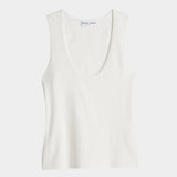 Apiece Apart Uri Low-Cut Tank Cream flat lay scoop neck stretch cotton tank at YUCCA Denver