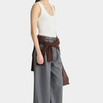 Apiece Apart Uri Low Cut Tank White side view styled with wide leg trousers