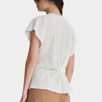 Apiece Apart Volta Twist Top cream organic cotton twist detail draped waist top back view