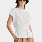 Apiece Apart Volta Twist Top cream organic cotton twist waist sculptural designer tee