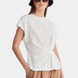 Apiece Apart Volta Twist Top cream organic cotton twist waist sculptural designer tee
