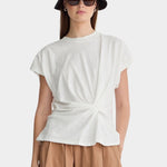 Apiece Apart Volta Twist Top cream organic cotton twist waist designer top front view