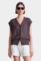 Apiece Apart | Fine Weight Cropped Vest In Espresso - SHOP YUCCA Shirts & Tops APIECE APART - YUCCA 