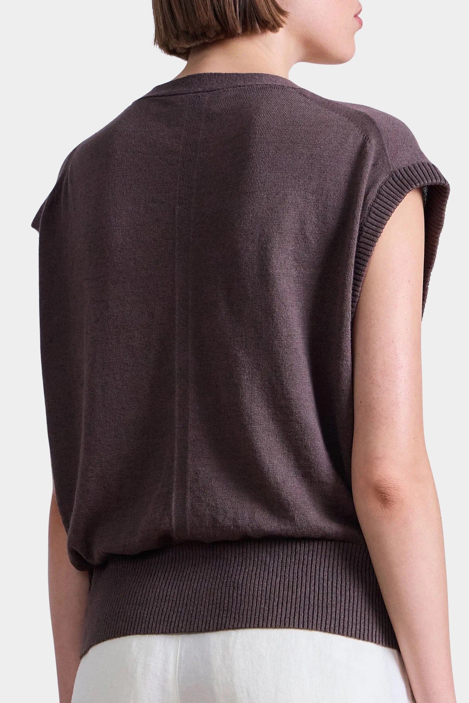 Apiece Apart | Fine Weight Cropped Vest In Espresso - SHOP YUCCA Shirts & Tops APIECE APART - YUCCA 