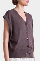 Apiece Apart | Fine Weight Cropped Vest In Espresso - SHOP YUCCA Shirts & Tops APIECE APART - YUCCA 