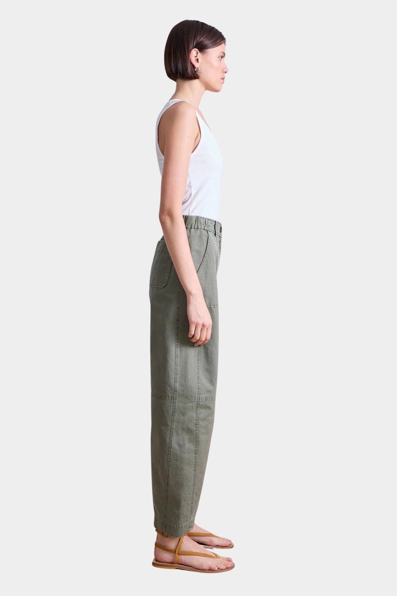 Apiece Apart | Marina Chill Pant In Thyme - SHOP YUCCA Pants APIECE APART - YUCCA, Women’s clothing store Denver, women’s clothing website, women’s elevated pants, clothing boutiques near me, women’s elevated trousers.