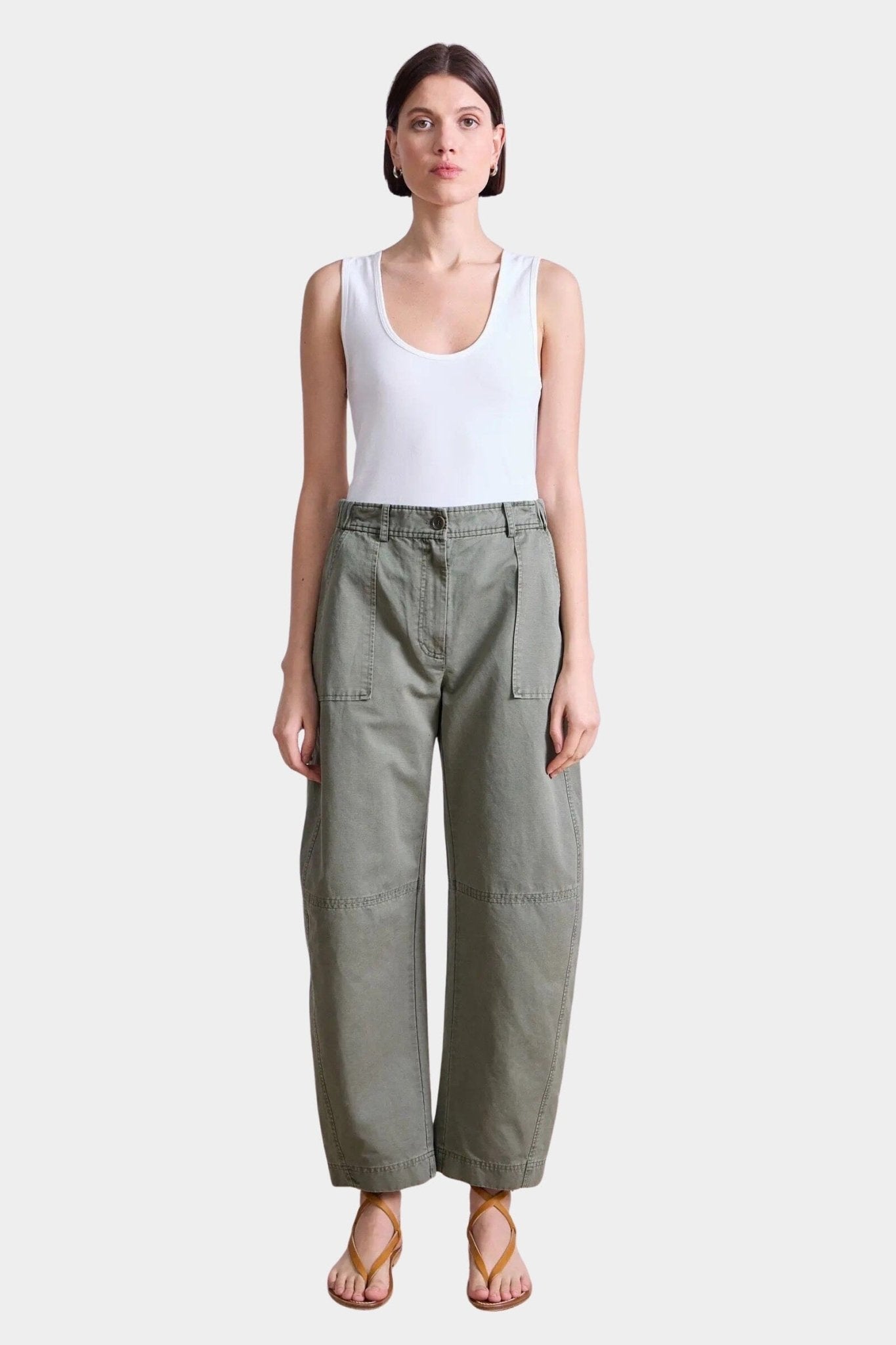 Apiece Apart | Marina Chill Pant In Thyme - SHOP YUCCA Pants APIECE APART - YUCCA, Women’s clothing store Denver, women’s clothing website, women’s elevated pants, clothing boutiques near me, women’s elevated trousers.