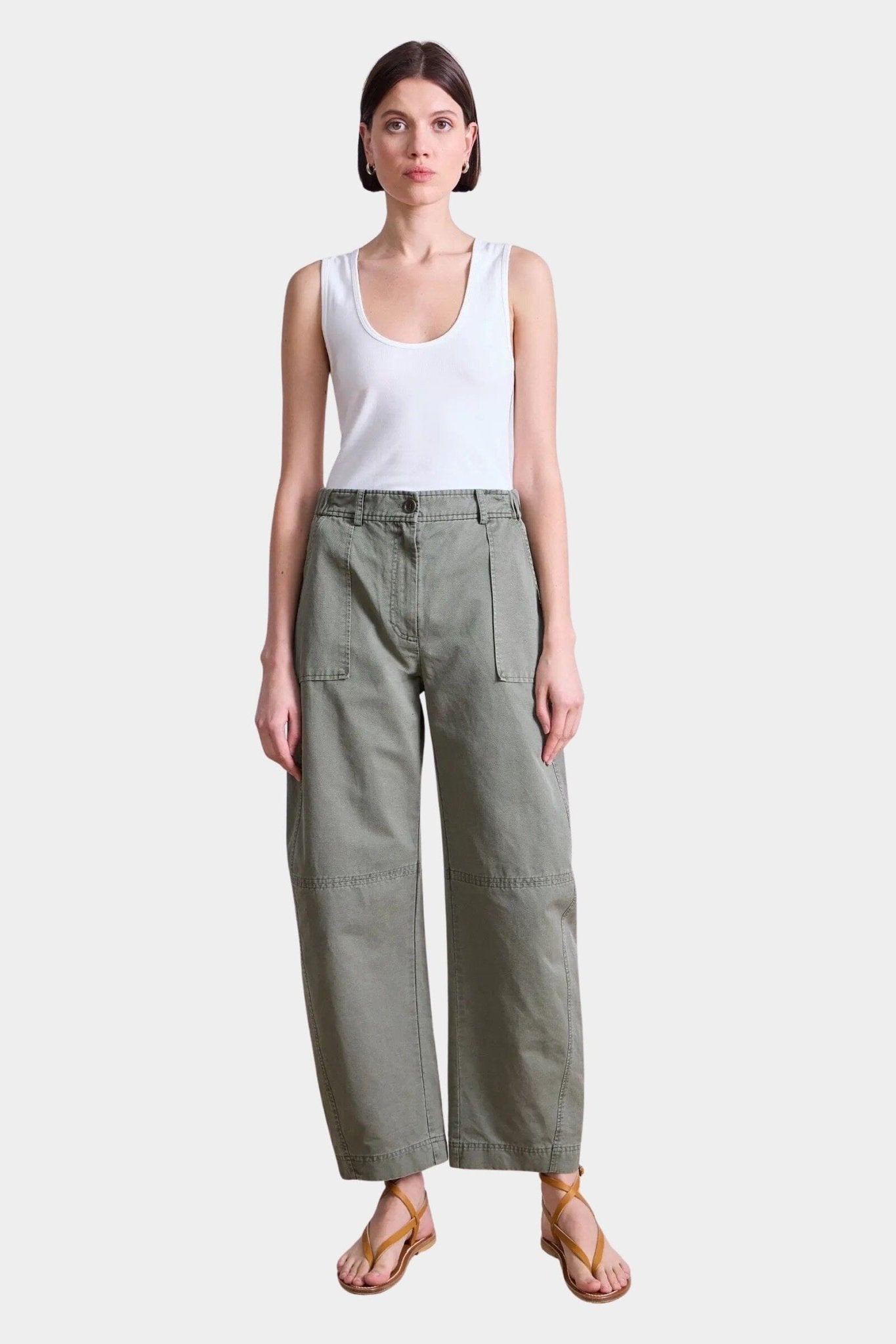 Apiece Apart | Marina Chill Pant In Thyme - SHOP YUCCA Pants APIECE APART - YUCCA, women’s clothing store Denver, women’s clothing website, women’s elevated pants, clothing boutiques near me, women’s elevated trousers.