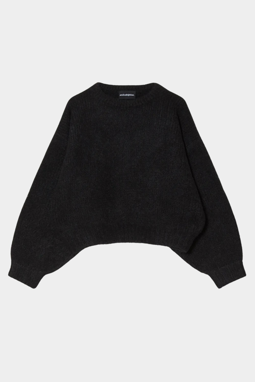 Atelier Delphine Balloon Sweater Black alpaca wool knit front view at YUCCA Denver