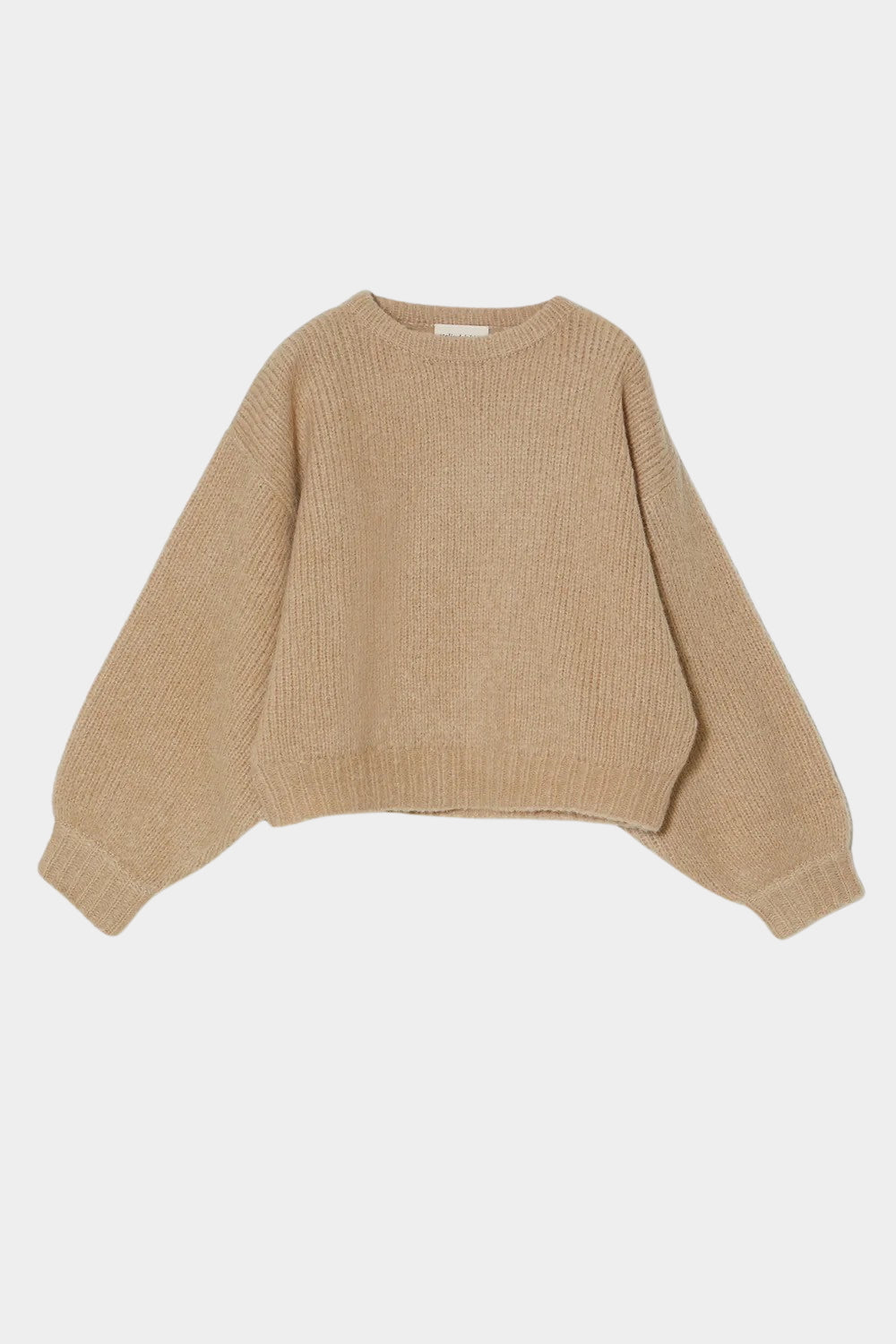 Atelier Delphine Balloon Sweater Sand alpaca wool knit front view at YUCCA Denver
