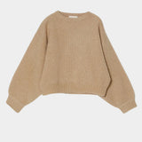 Atelier Delphine Balloon Sweater Sand alpaca wool knit front view at YUCCA Denver