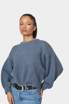 Atelier Delphine - Balloon Sleeve Sweater - Washed Denim - Sweaters & Knitwear - YUCCA, women's high quality sweaters.