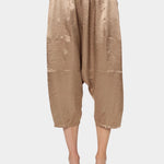 Atelier Delphine Kiko pant in latte front view showing cropped wide leg silhouette and textured fabric