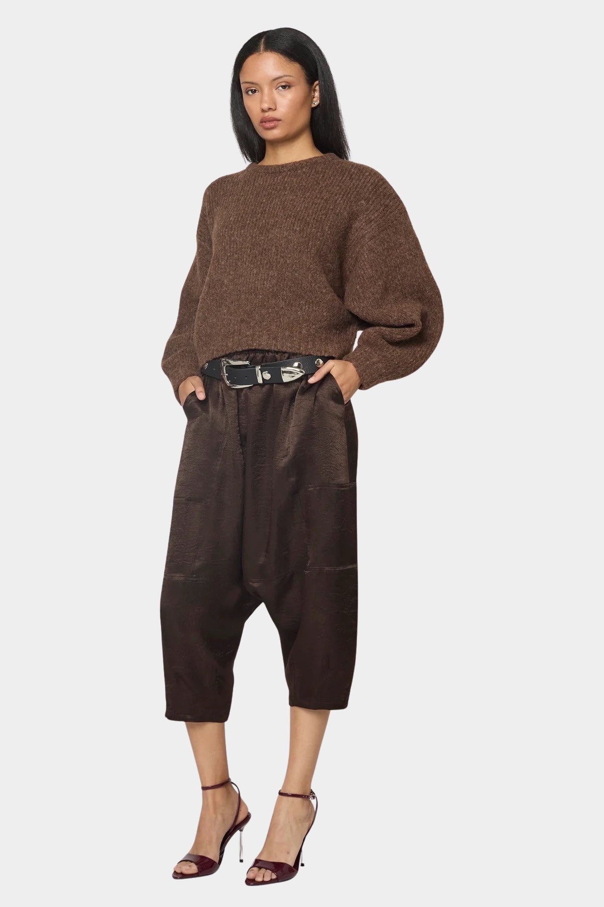Atelier Delphine - Kiko Satin Pant - Espresso - Pants - YUCCA, best clothes for women, high end fashion for women, yucca.