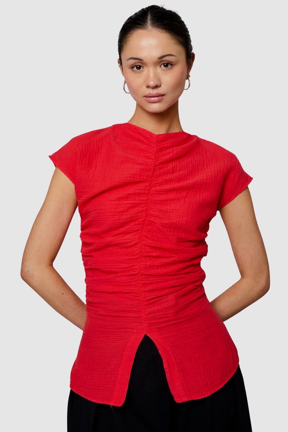 Atelier Delphine - Renee Top - True Red - Shirts & Tops - YUCCA, Yucca store Denver, women’s high quality tops.