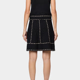 Atelier Delphine knit tank top in black and tan back detail showing sleeveless cut and contrast stitch trim