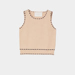 Atelier Delphine knit tank top in grain and navy flat lay showing sleeveless silhouette and contrast stitching detail