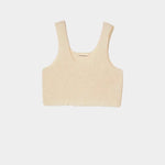 Atelier Delphine super crop sweater tank in cream flat lay showing cropped shape and textured knit