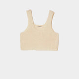 Atelier Delphine super crop sweater tank in cream flat lay showing cropped shape and textured knit